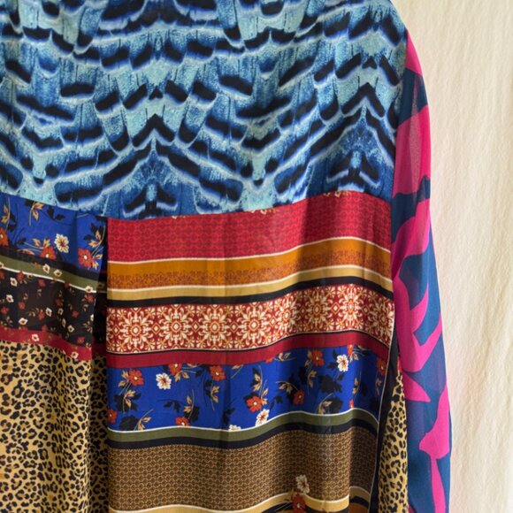 Rose & Olive Floral Colorful Button Up 3/4 Sleeve Relaxed Blouse/Top Size 1X - Picture 7 of 10